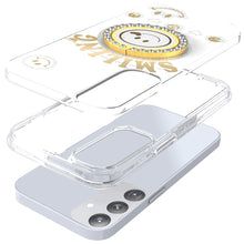 For Samsung S25+/S24+ Case Diamond Studs Smiling Face Bling Ring +Tempered Glass