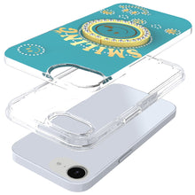 For iPhone 16e Case Diamond Studs Smiling Face Bling Ring Stand + Tempered Glass