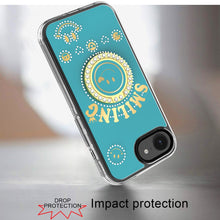 For iPhone 16e Case Diamond Studs Smiling Face Bling Ring Stand + Tempered Glass