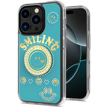 For iPhone 16 Pro 6.3in Case Bling Studs Smiling Ring Stand + Tempered Glass