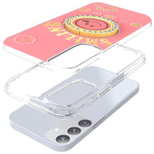 For Samsung S25/S24 Case Diamond Studs Smiling Face Bling Ring + Tempered Glass
