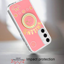 For Samsung S25/S24 Case Diamond Studs Smiling Face Bling Ring + Tempered Glass
