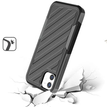 For iPhone 11 6.1 in. Case Dual Layer Shockproof Lined Cover + Tempered Glass
