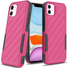 For iPhone 11 6.1 in. Case Dual Layer Shockproof Lined Cover + Tempered Glass