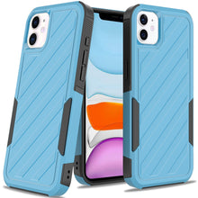For iPhone 11 6.1 in. Case Dual Layer Shockproof Lined Cover + Tempered Glass