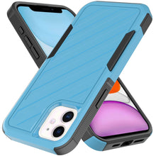 For iPhone 11 6.1 in. Case Dual Layer Shockproof Lined Cover + Tempered Glass