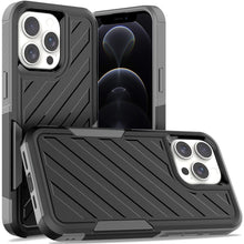 For iPhone 12/12 Pro Case Dual Layer Shockproof Lined Cover + Tempered Glass