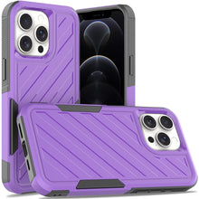 For iPhone 12/12 Pro Case Dual Layer Shockproof Lined Cover + Tempered Glass
