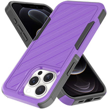 For iPhone 12/12 Pro Case Dual Layer Shockproof Lined Cover + Tempered Glass