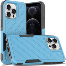 For iPhone 12/12 Pro Case Dual Layer Shockproof Lined Cover + Tempered Glass