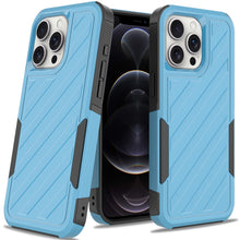 For iPhone 12/12 Pro Case Dual Layer Shockproof Lined Cover + Tempered Glass