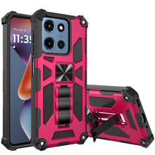 For Moto G 2025 Case Shockproof Modern with Stand Metal Plate + Tempered Glass
