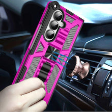 For Samsung Z Fold7 Case Shockproof Modern w/ Stand Metal Plate + Tempered Glass