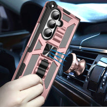 For Samsung Z Fold7 Case Shockproof Modern w/ Stand Metal Plate + Tempered Glass