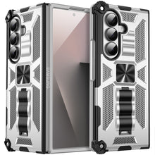 For Samsung Z Fold7 Case Shockproof Modern w/ Stand Metal Plate + Tempered Glass