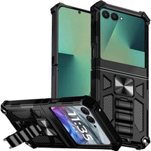 For Samsung Z Flip7 Case Shockproof Modern w/ Stand Metal Plate + Tempered Glass