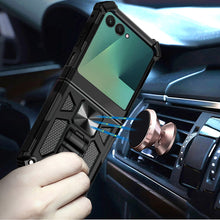 For Samsung Z Flip7 Case Shockproof Modern w/ Stand Metal Plate + Tempered Glass