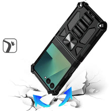 For Samsung Z Flip7 Case Shockproof Modern w/ Stand Metal Plate + Tempered Glass