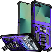 For Samsung Z Flip7 Case Shockproof Modern w/ Stand Metal Plate + Tempered Glass