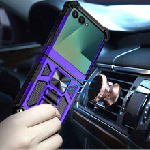 For Samsung Z Flip7 Case Shockproof Modern w/ Stand Metal Plate + Tempered Glass