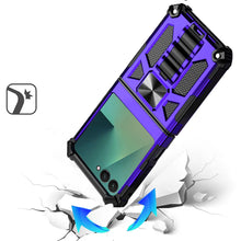 For Samsung Z Flip7 Case Shockproof Modern w/ Stand Metal Plate + Tempered Glass