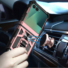 For Samsung Z Flip7 Case Shockproof Modern w/ Stand Metal Plate + Tempered Glass