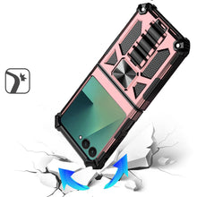 For Samsung Z Flip7 Case Shockproof Modern w/ Stand Metal Plate + Tempered Glass