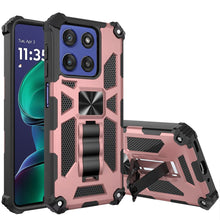 For Moto G Stylus 2025 Case Shockproof with Stand Metal Plate + Tempered Glass