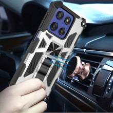 For Moto G Stylus 2025 Case Shockproof with Stand Metal Plate + Tempered Glass