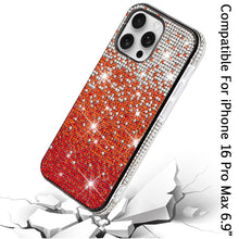 For iPhone 16 PRO MAX Case Party Full Bling Diamond Phone Cover + Tempered Glass