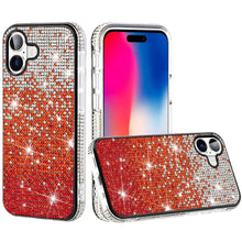 For iPhone 16 6.1inch Case Party Full Bling Diamond Phone Cover + Tempered Glass
