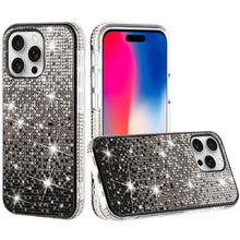 For iPhone 16 Pro 6.3in Case Party Full Bling Diamond Cover + Tempered Glass