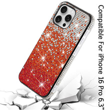 For iPhone 16 Pro 6.3in Case Party Full Bling Diamond Cover + Tempered Glass