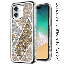 For iPhone 16 Plus 6.7in Case Rhombus Bling Glitter Diamond + Tempered Glass