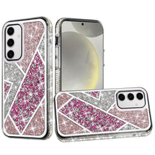 For Samsung S25/S24 Case Rhombus Bling Glitter Diamond Cover + Tempered Glass