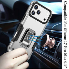 For iPhone 17 Pro Max Case Grip Design Magnetic Ring Stand Cover +Tempered Glass