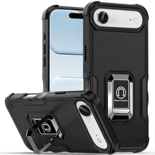 For iPhone Air Case Grip Design with Metal Ring Stand Cover + Tempered Glass