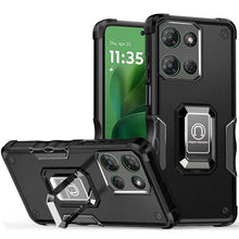 For Moto G Power 2025 Case Grip Design Magnetic Ringstand Cover + Tempered Glass