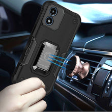 For Moto G Play 2024 Case Grip Design Magnetic Ringstand Cover + Tempered Glass