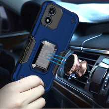 For Moto G Play 2024 Case Grip Design Magnetic Ringstand Cover + Tempered Glass