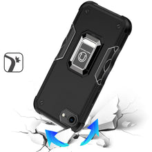 For iPhone 16e Case Grip Design Magnetic Ring Stand Phone Cover + Tempered Glass