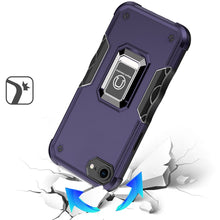 For iPhone 16e Case Grip Design Magnetic Ring Stand Phone Cover + Tempered Glass