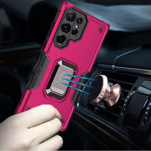 For Samsung S25 Ultra Case Grip Design Magnetic Ring Stand Cover +Tempered Glass