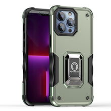 For iPhone 15 Case Grip Design Magnetic Ring Stand Cover + 2 Tempered Glass