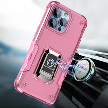 For iPhone 15 Case Grip Design Magnetic Ring Stand Cover + 2 Tempered Glass