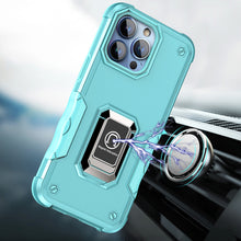 For iPhone 15 Case Grip Design Magnetic Ring Stand Cover + 2 Tempered Glass