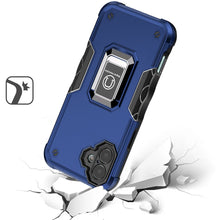 For iPhone 16 6.1inch Case Grip Design Magnetic Ring Stand Cover +Tempered Glass