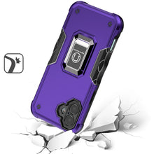 For iPhone 16 6.1inch Case Grip Design Magnetic Ring Stand Cover +Tempered Glass