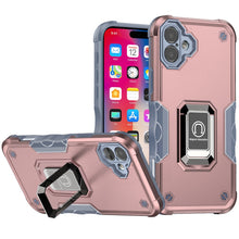 For iPhone 16 6.1inch Case Grip Design Magnetic Ring Stand Cover +Tempered Glass