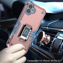 For iPhone 16 6.1inch Case Grip Design Magnetic Ring Stand Cover +Tempered Glass